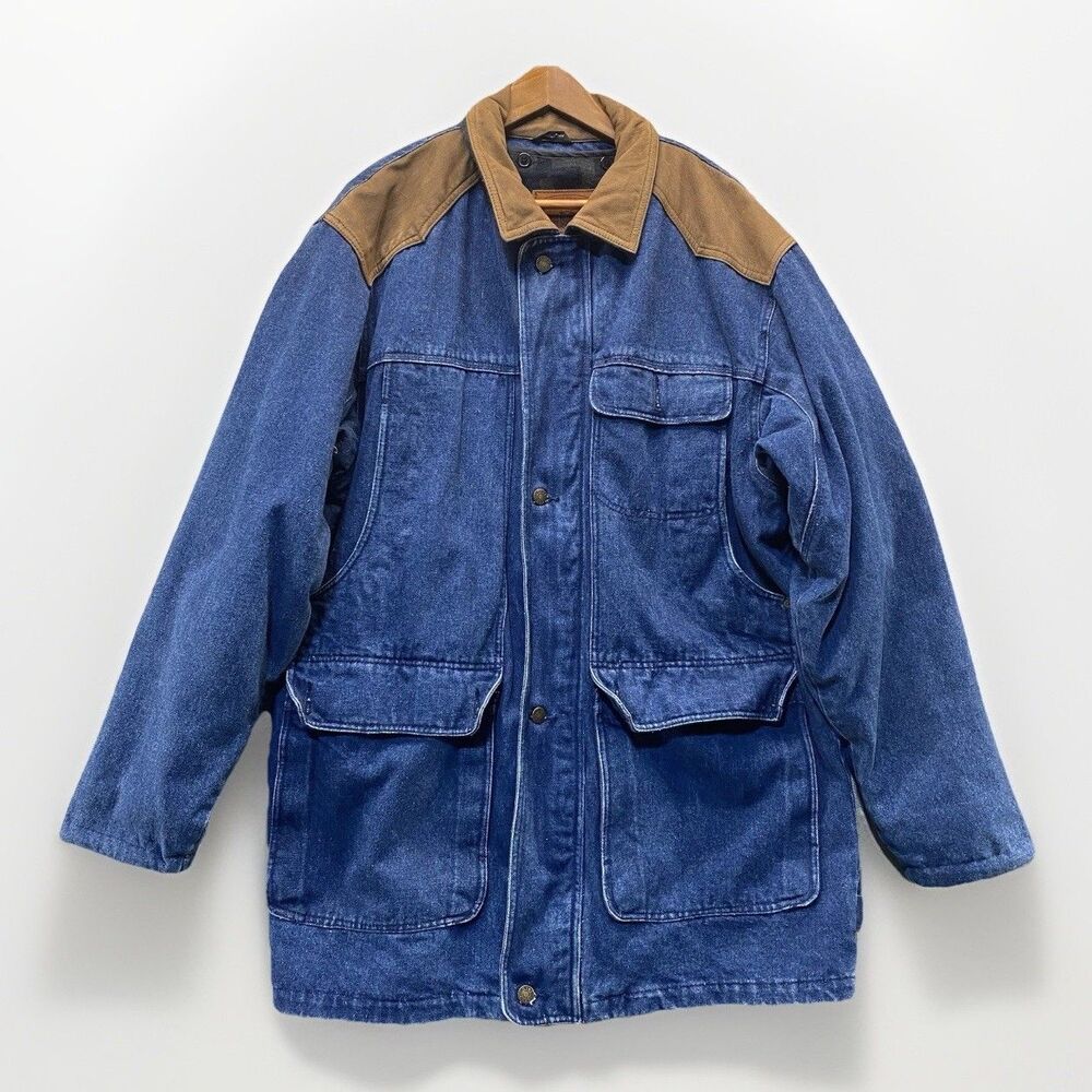 Vintage Hunt Club Denim Jacket Mens XLT Removable Lining Flannel Lined